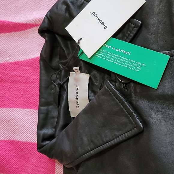 Deadwood Recycled Leather Tyra Tie-Waist Black Jacket - Picture 5 of 12